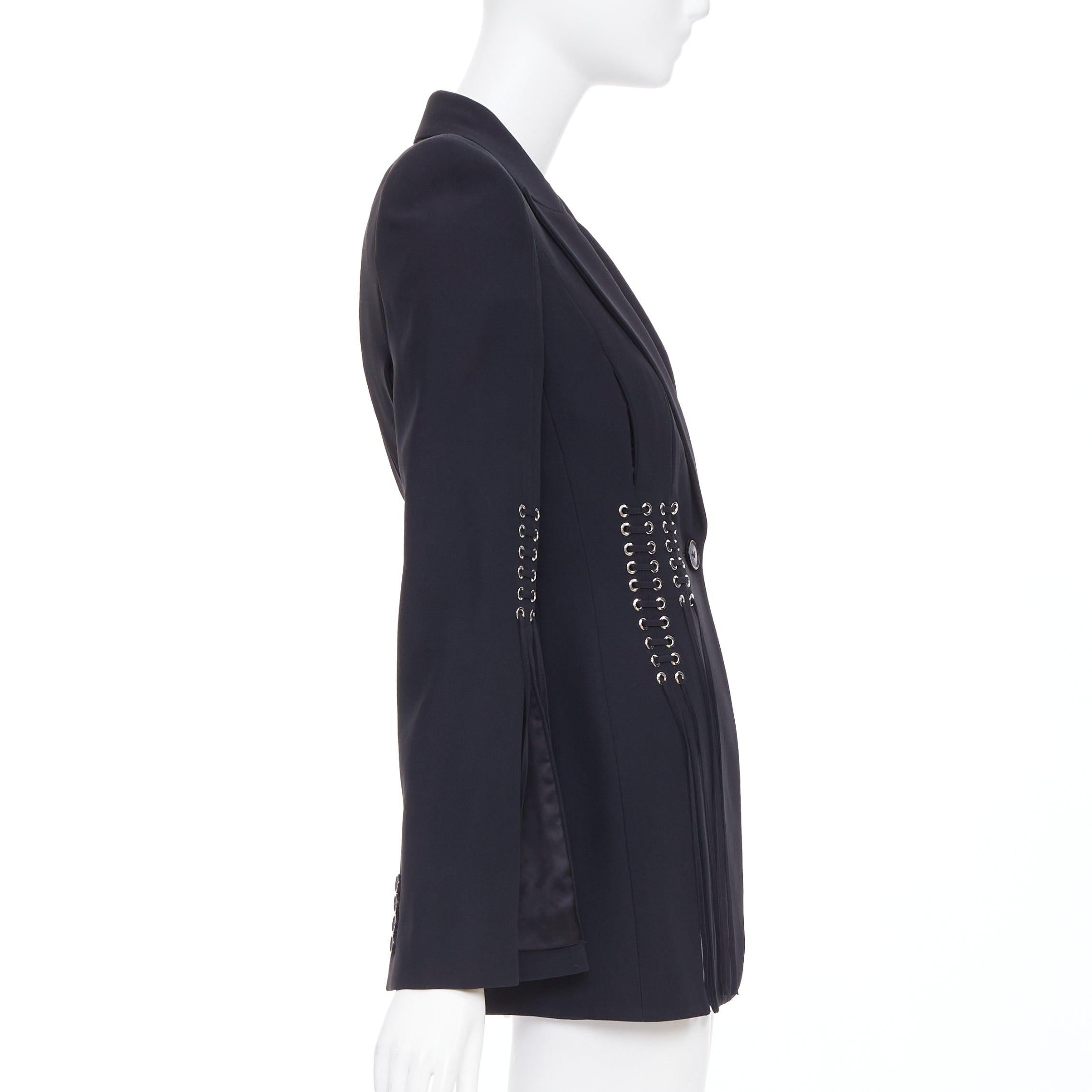 ALEXANDER MCQUEEN 2018 blazer ajustado negro con detalle de cordón ojal IT38 XS en venta 1