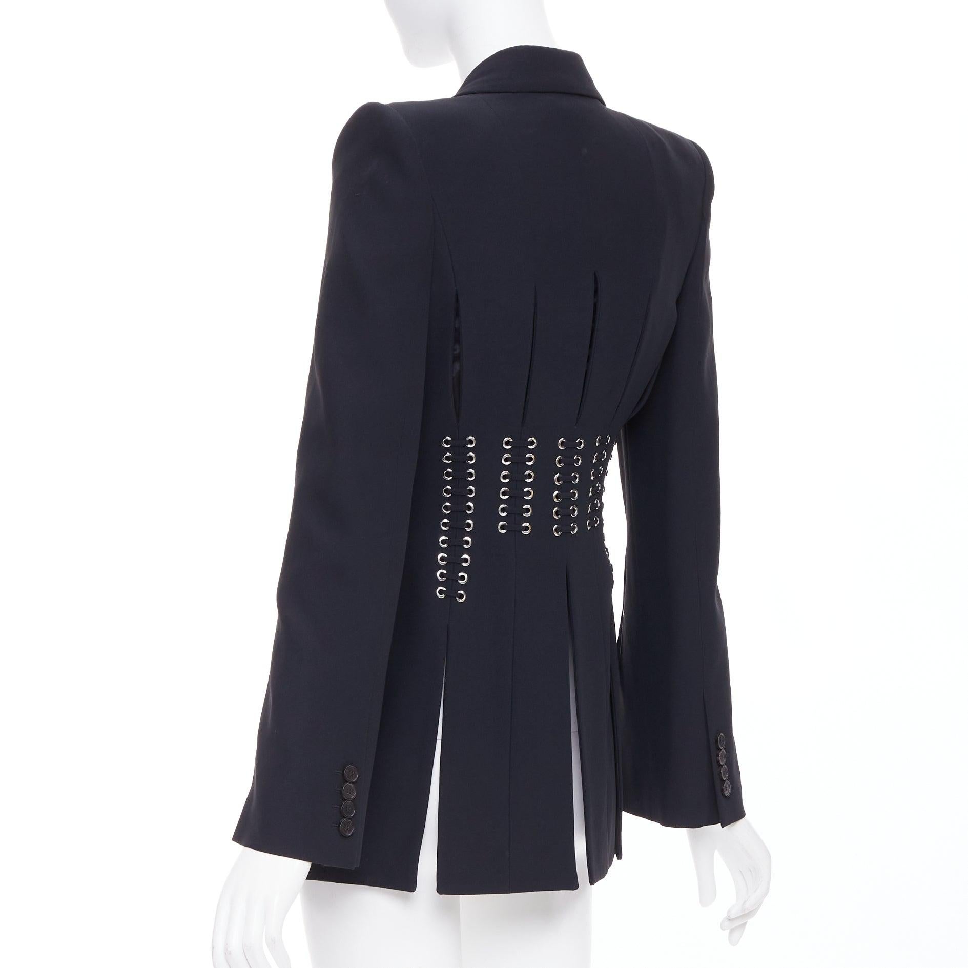 ALEXANDER MCQUEEN 2018 blazer ajustado negro con detalle de cordón ojal IT38 XS en venta 3