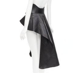 ALEXANDER MCQUEEN 2018 black lambskin leather asymmetric train corset belt IT40