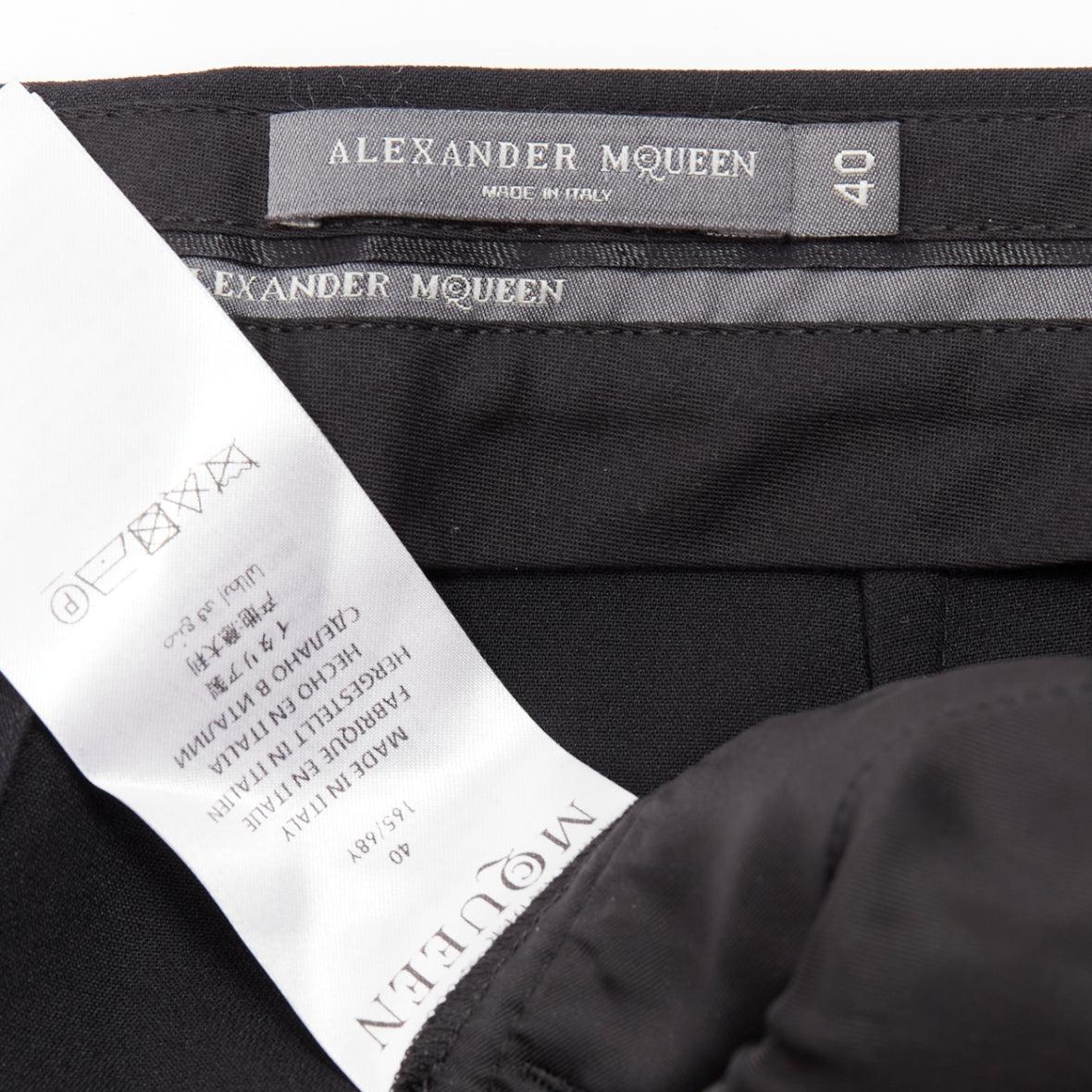 ALEXANDER MCQUEEN 2018 black wool silk blend front pleat tapered trousers IT40 S 3