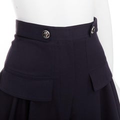 ALEXANDER MCQUEEN 2018 Cargo virgin wool silk lined button side skorts IT36 XXS