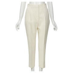 ALEXANDER MCQUEEN 2018 cream beige wool crepe high waisted pants IT40 S
