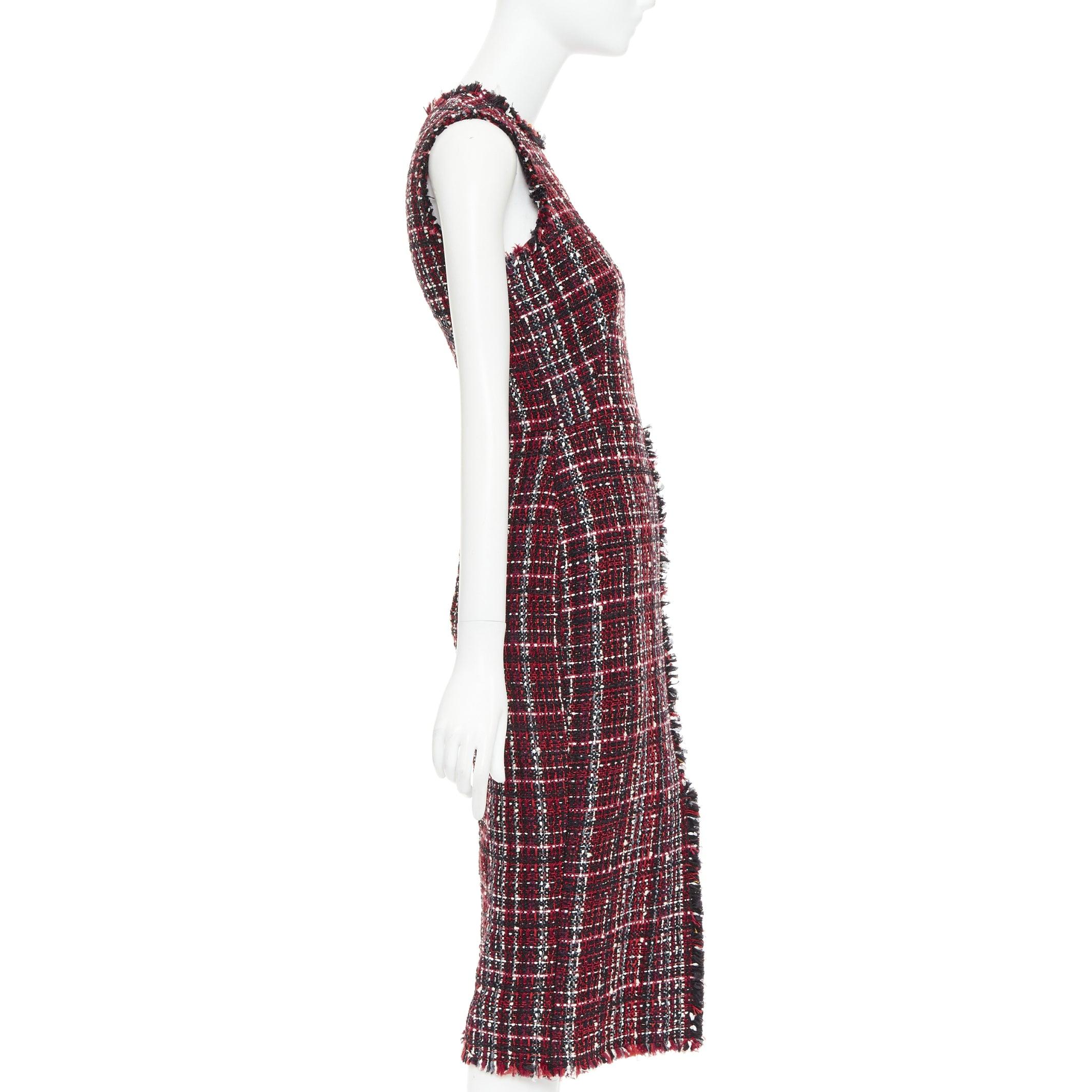 Alexander McQueen 2018 rosso nero tartan tweed con spacco frontale IT38 XS In condizioni ottime in vendita a Hong Kong, NT