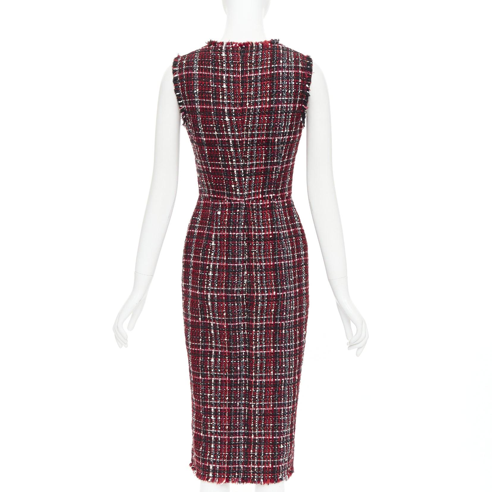 Donna Alexander McQueen 2018 rosso nero tartan tweed con spacco frontale IT38 XS in vendita