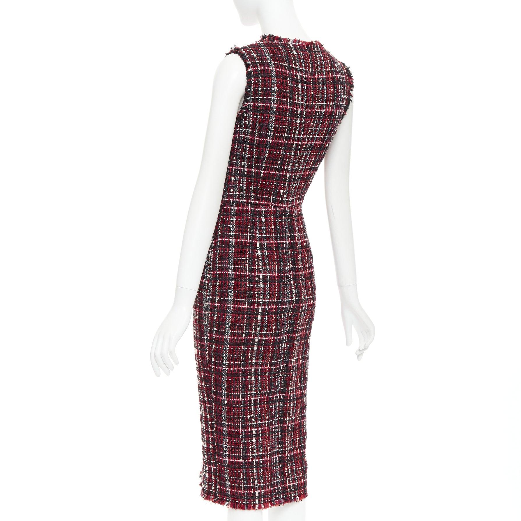Alexander McQueen 2018 rosso nero tartan tweed con spacco frontale IT38 XS in vendita 1