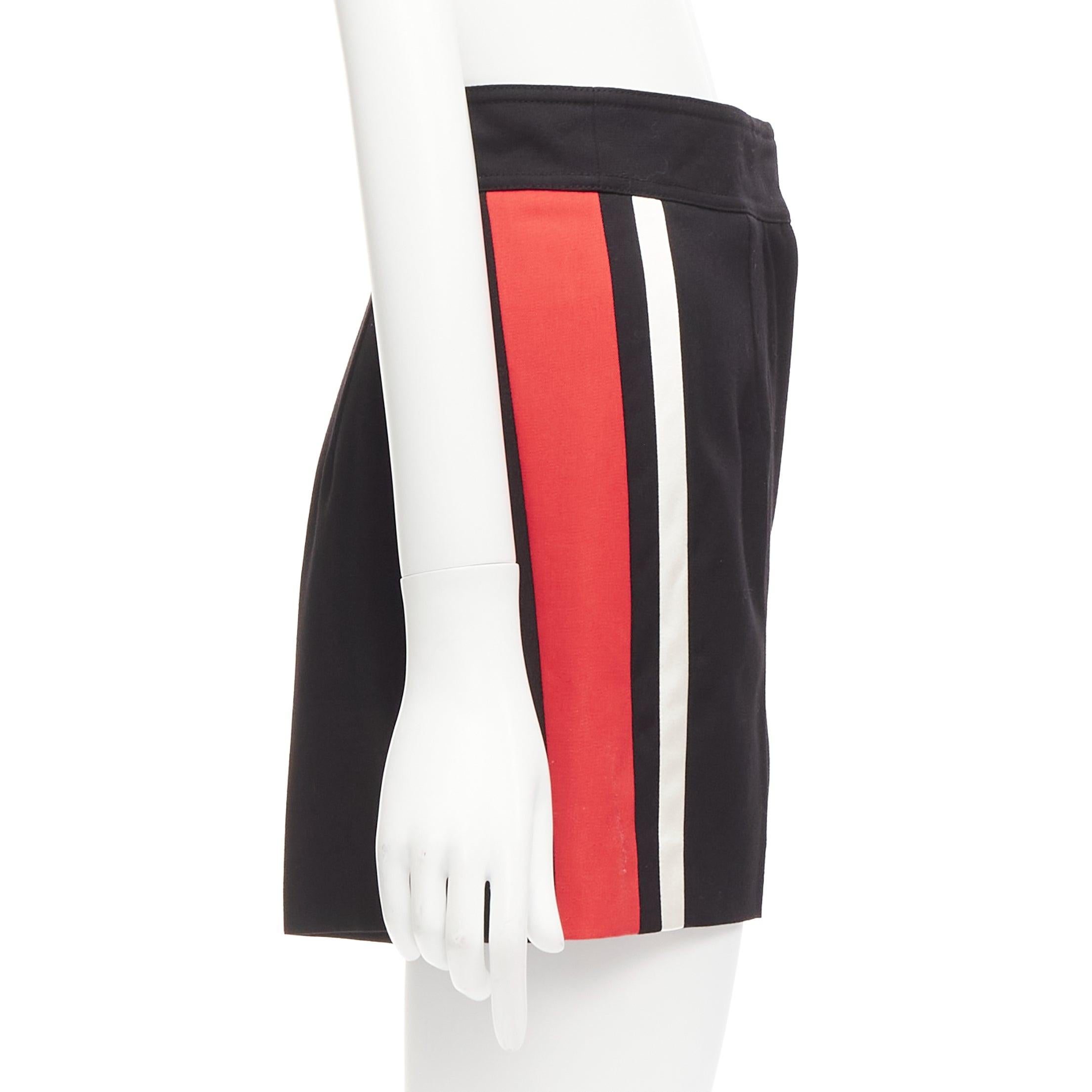 Women's ALEXANDER MCQUEEN 2018 red white stripe black virgin wool wide shorts IT38 XS For Sale
