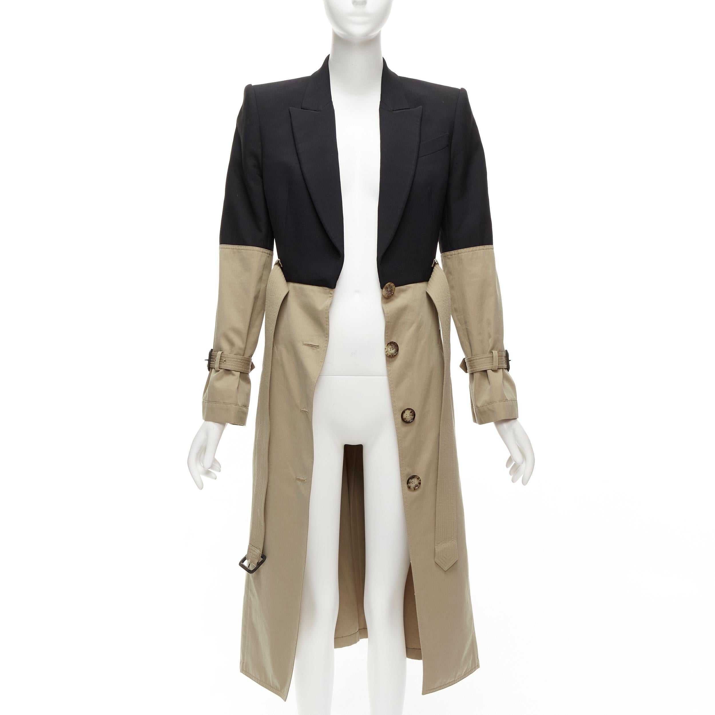 Alexander McQueen 2018 Cappotto ibrido blazer nero beige trench IT40 S in vendita su 1stDibs