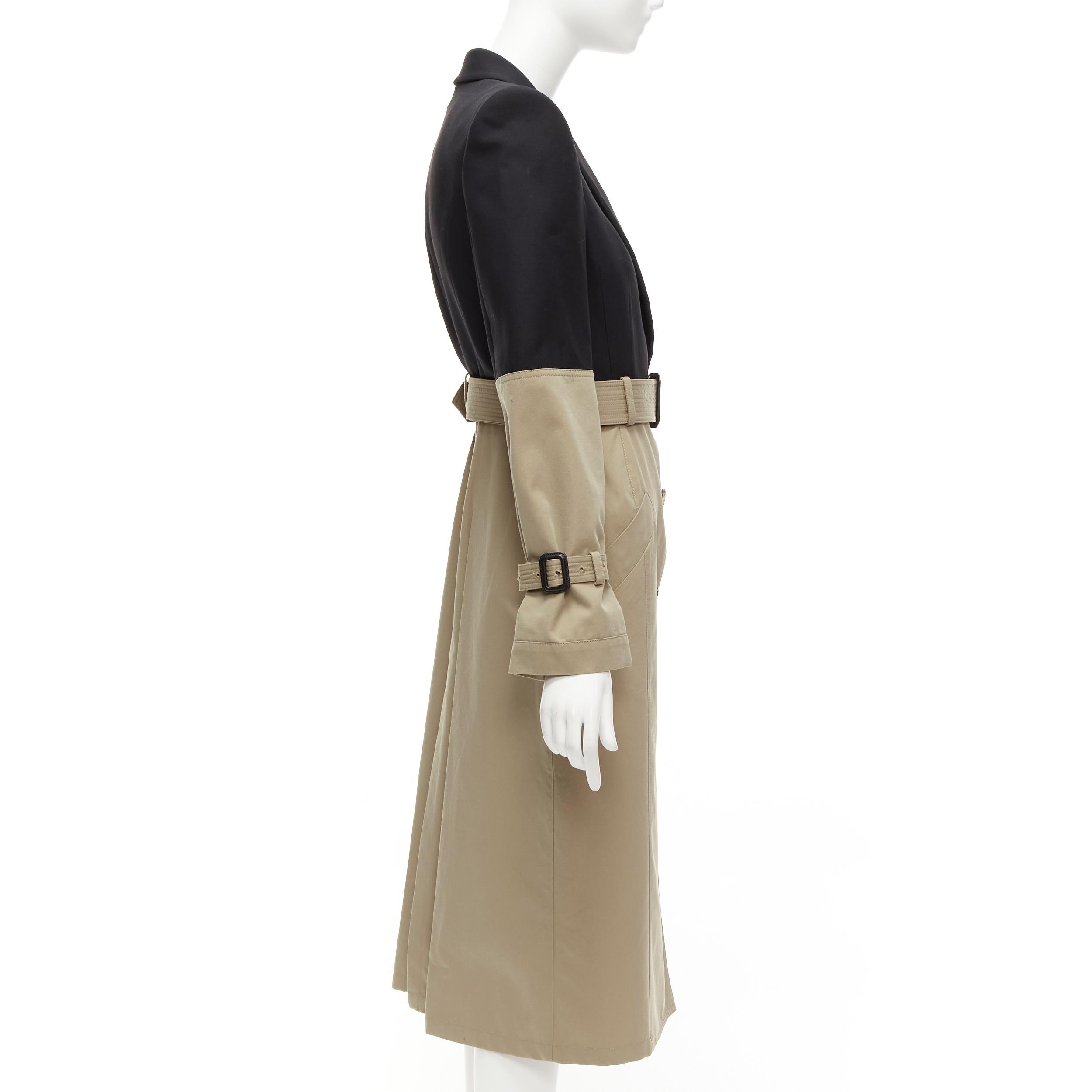 Women's ALEXANDER MCQUEEN 2018 Runway black blazer beige trench hybrid coat IT40 S