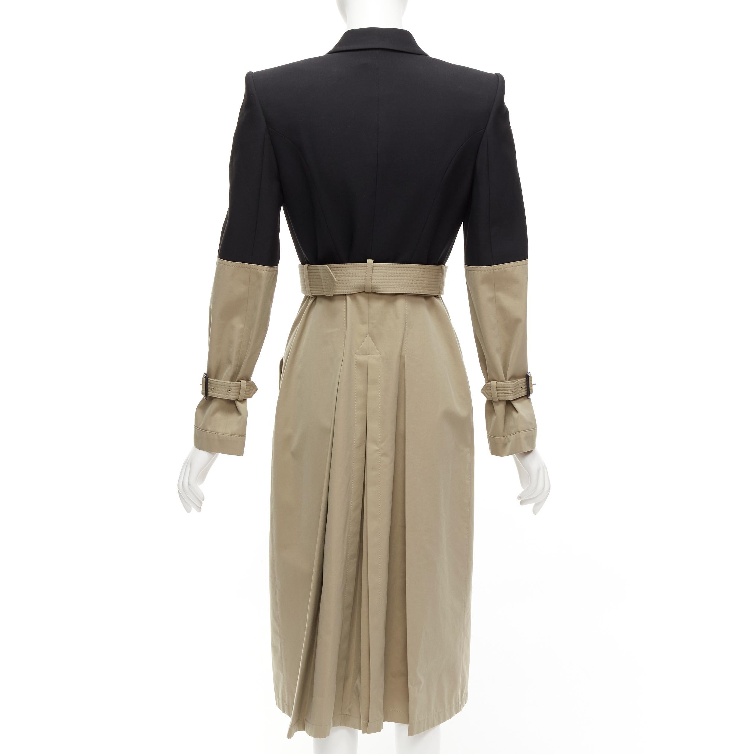 ALEXANDER MCQUEEN 2018 Runway black blazer beige trench hybrid coat IT40 S 1