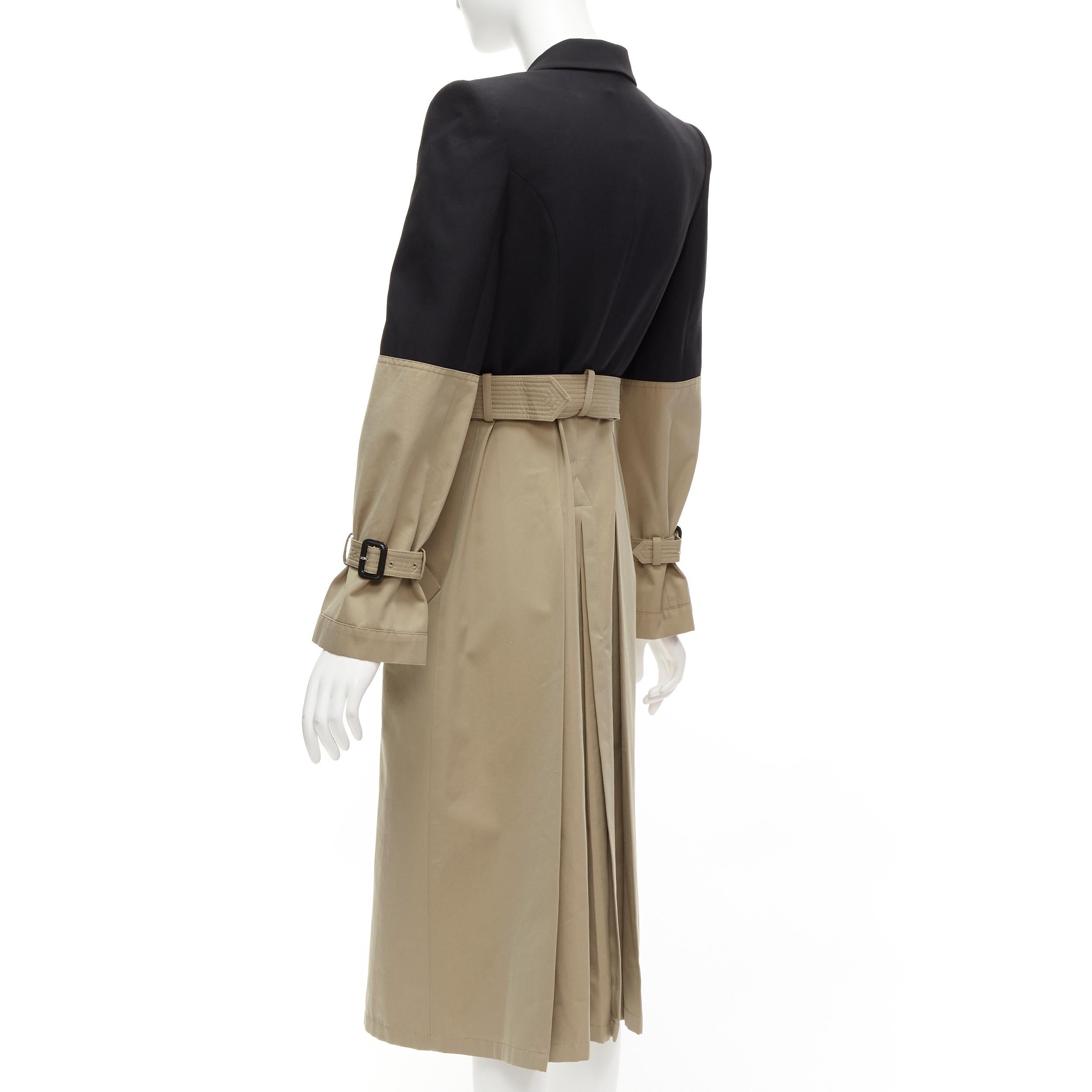 ALEXANDER MCQUEEN 2018 Runway black blazer beige trench hybrid coat IT40 S 2