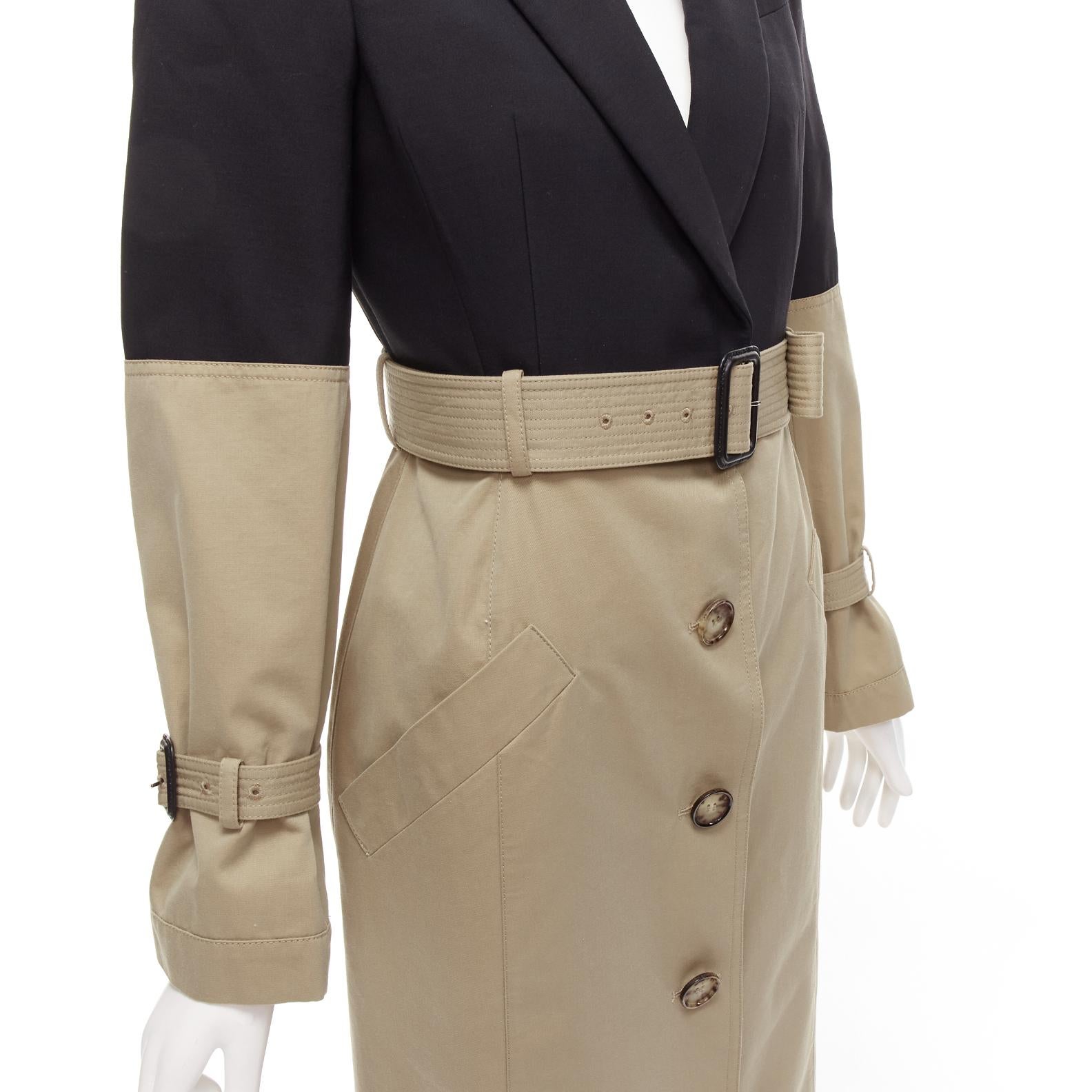 ALEXANDER MCQUEEN 2018 Runway black blazer beige trench hybrid coat IT40 S 3