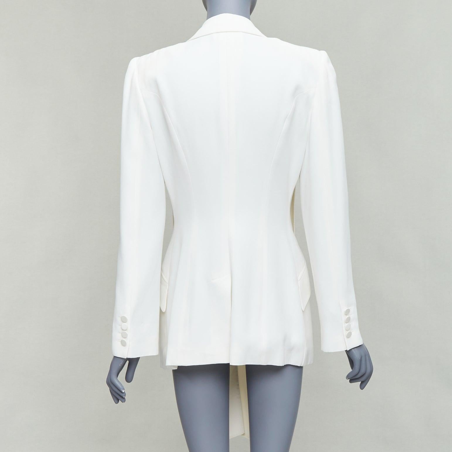 ALEXANDER MCQUEEN 2019 - Veste blazer de smoking longue en soie crème IT42 M Pour femmes en vente