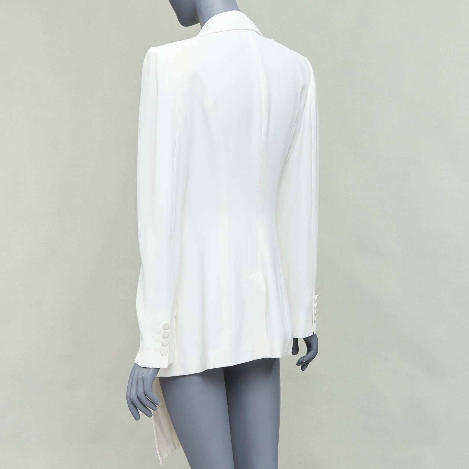 ALEXANDER MCQUEEN 2019 - Veste blazer de smoking longue en soie crème IT42 M en vente 1