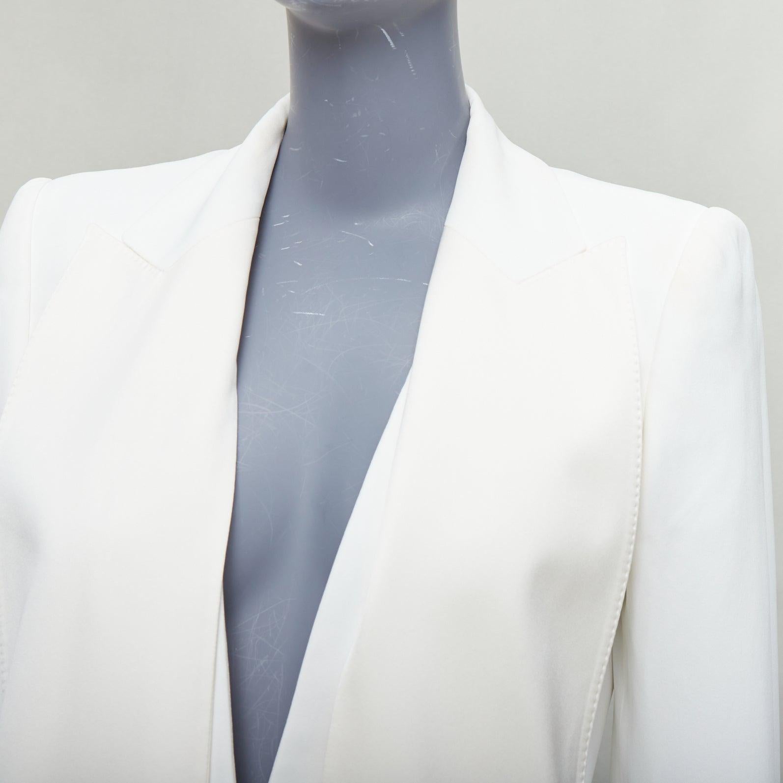 ALEXANDER MCQUEEN 2019 - Veste blazer de smoking longue en soie crème IT42 M en vente 2