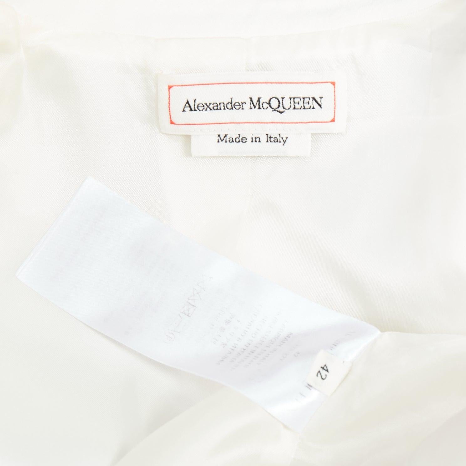 ALEXANDER MCQUEEN 2019 - Veste blazer de smoking longue en soie crème IT42 M en vente 3