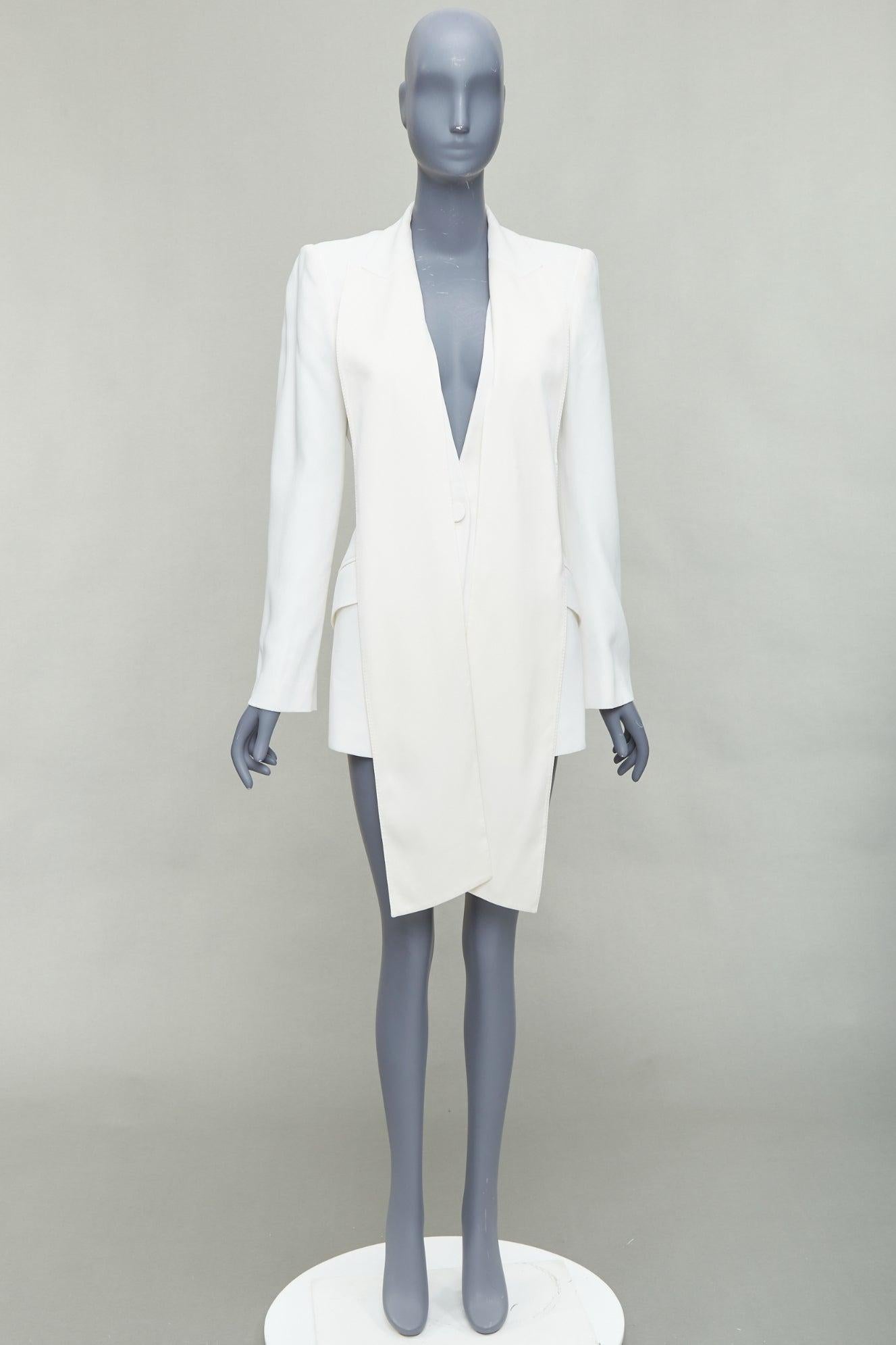 ALEXANDER MCQUEEN 2019 - Veste blazer de smoking longue en soie crème IT42 M en vente 4