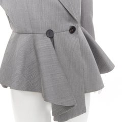 ALEXANDER MCQUEEN 2019 grey wool fuchsia pink lined peplum blazer jacket IT42 M