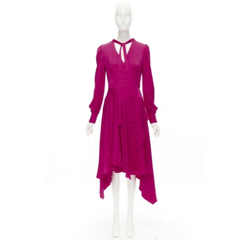ALEXANDER MCQUEEN 2019 - Robe en soie rose à manches bouffantes et jupe drapée à nœud papillon IT42 en vente 5