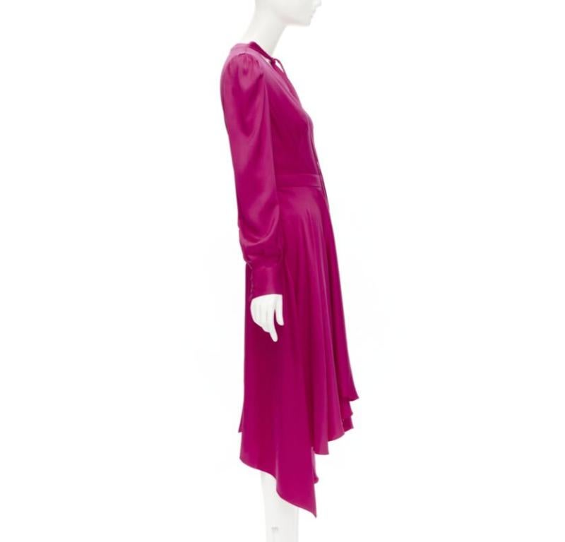 ALEXANDER MCQUEEN 2019 - Robe en soie rose à manches bouffantes et jupe drapée à nœud papillon IT42 Excellent état - En vente à Hong Kong, NT