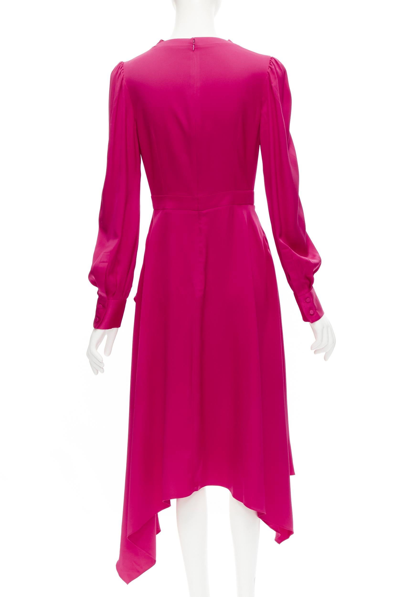 ALEXANDER MCQUEEN 2019 - Robe en soie rose à manches bouffantes et jupe drapée à nœud papillon IT42 Pour femmes en vente