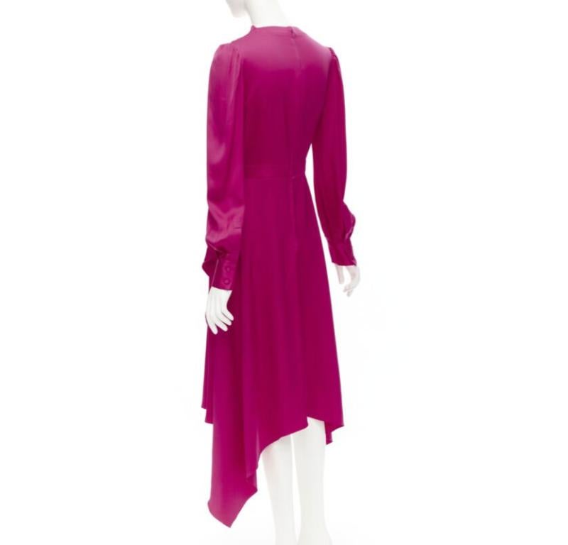 ALEXANDER MCQUEEN 2019 - Robe en soie rose à manches bouffantes et jupe drapée à nœud papillon IT42 en vente 1