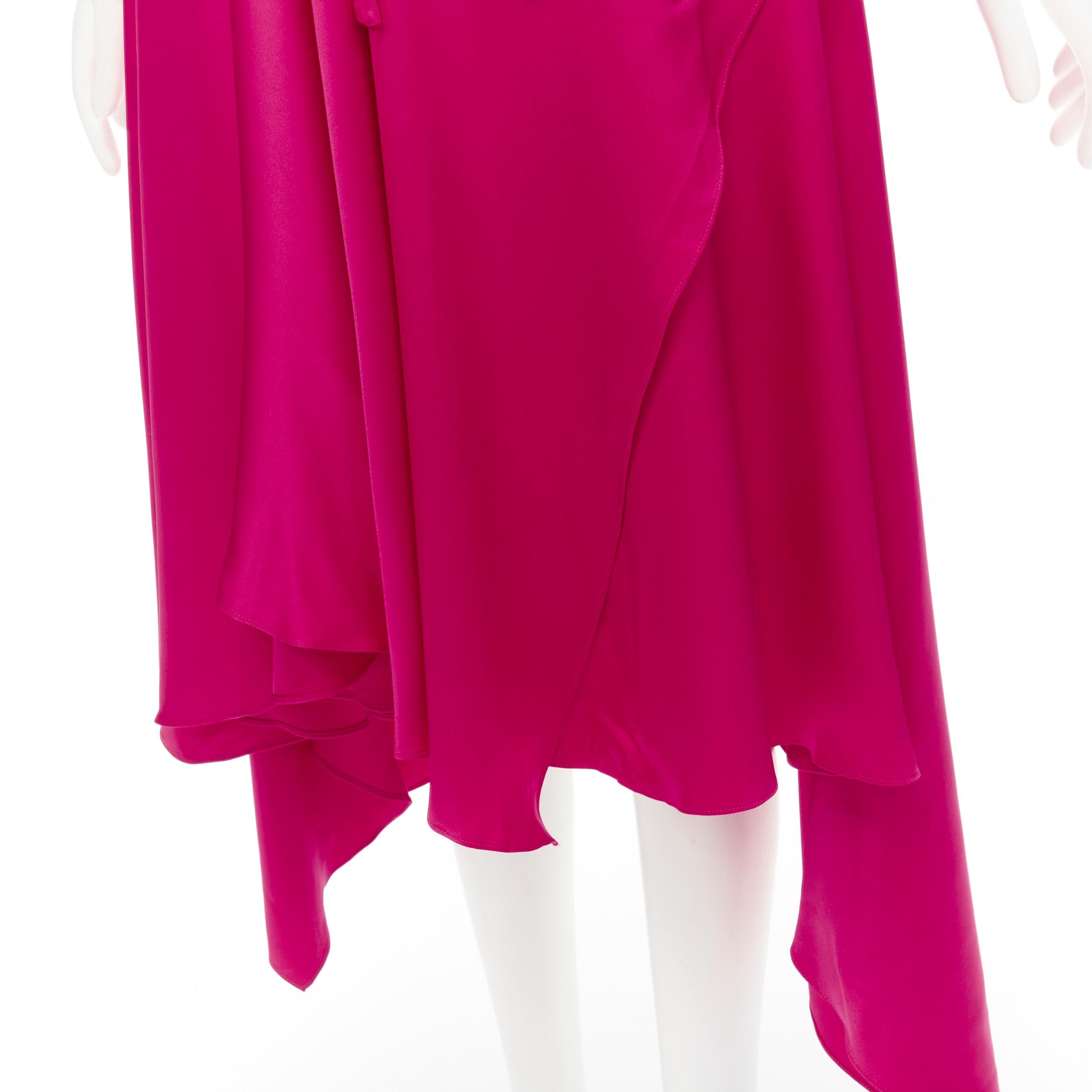 ALEXANDER MCQUEEN 2019 - Robe en soie rose à manches bouffantes et jupe drapée à nœud papillon IT42 en vente 2