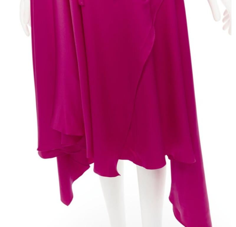 ALEXANDER MCQUEEN 2019 - Robe en soie rose à manches bouffantes et jupe drapée à nœud papillon IT42 en vente 2