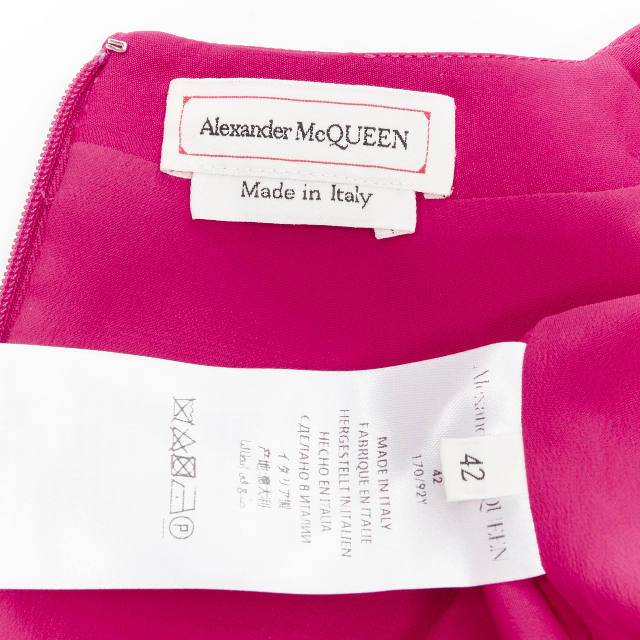 ALEXANDER MCQUEEN 2019 pink silk puff sleeves pussy bow draped skirt dress IT42 For Sale 1