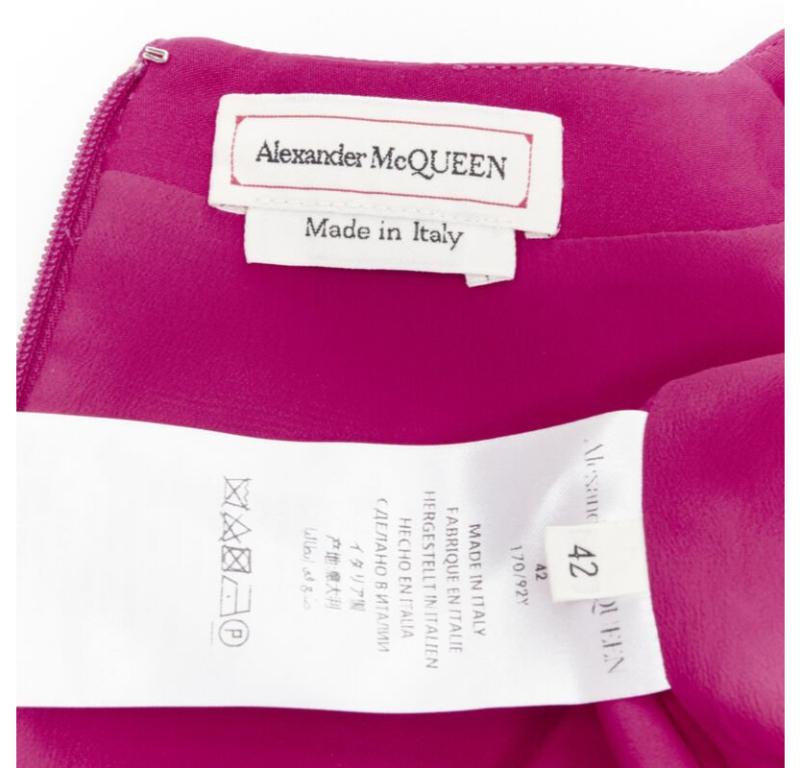 ALEXANDER MCQUEEN 2019 - Robe en soie rose à manches bouffantes et jupe drapée à nœud papillon IT42 en vente 4