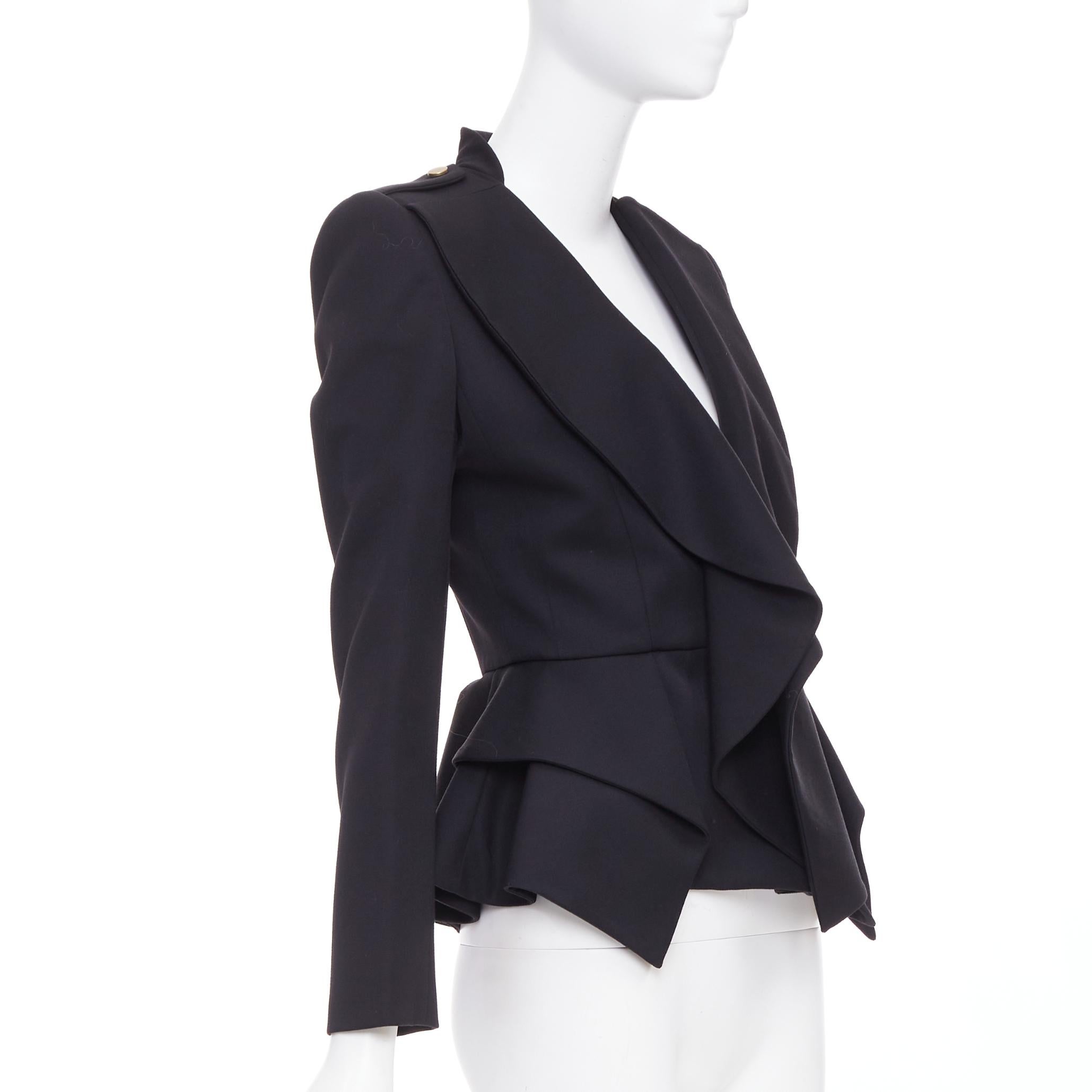 Alexander McQueen 2019 Sarah Burton in lana con volant e peplo, blazer aderente IT36 XXS In condizioni buone in vendita a Hong Kong, NT