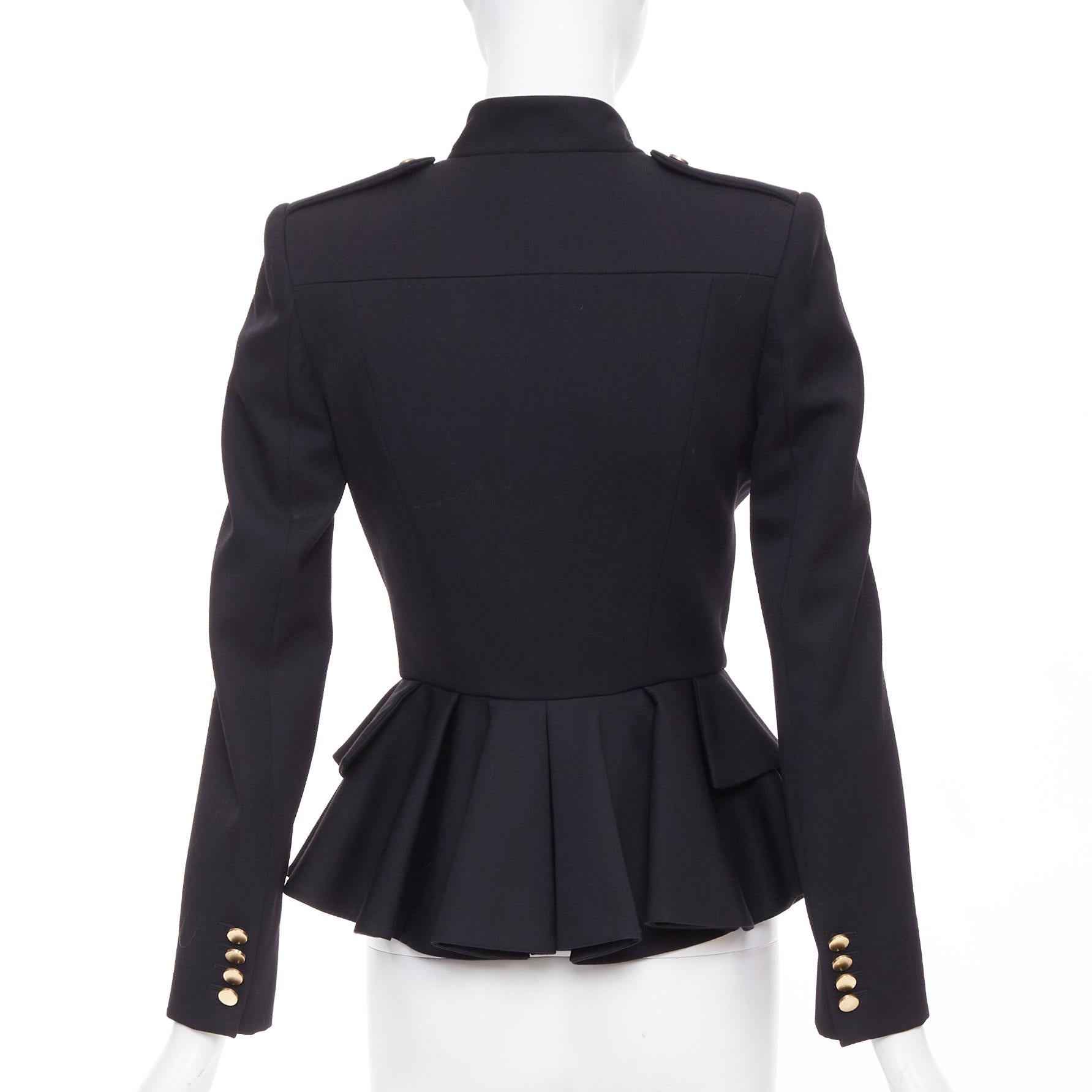 Alexander McQueen 2019 Sarah Burton in lana con volant e peplo, blazer aderente IT36 XXS in vendita 1