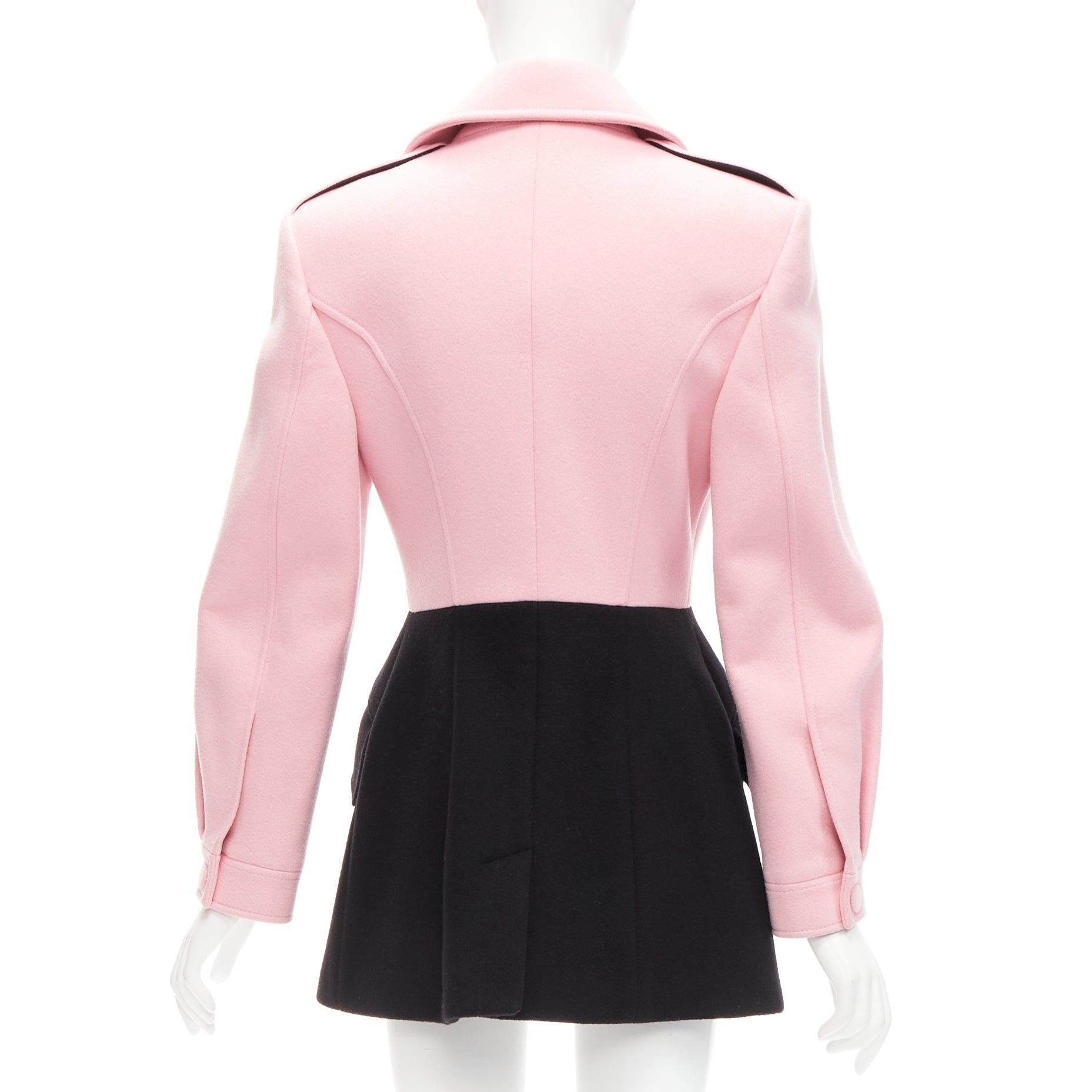 Women's ALEXANDER MCQUEEN 2019 virgin wool black pink utility pocketed jacket IT42 M For Sale