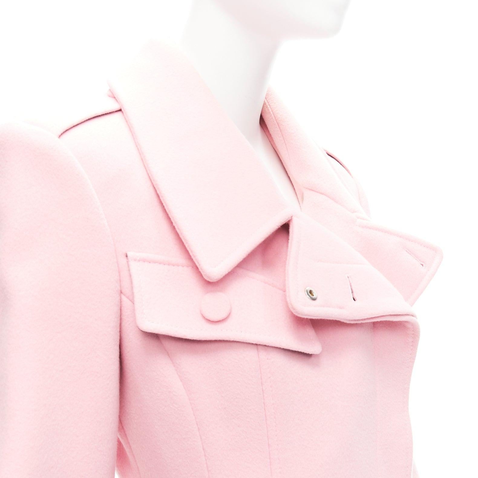 ALEXANDER MCQUEEN 2019 virgin wool black pink utility pocketed jacket IT42 M For Sale 2