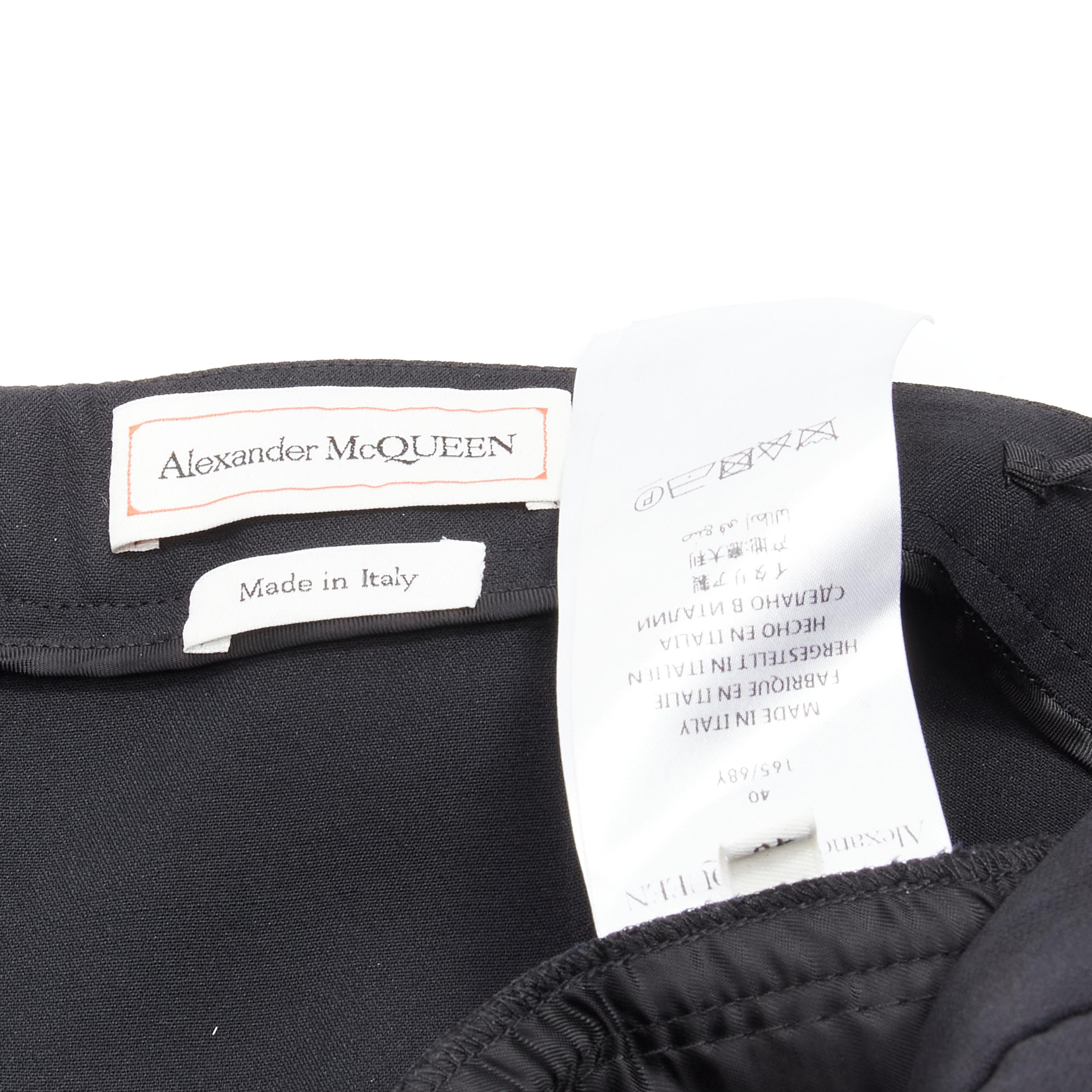 ALEXANDER MCQUEEN 2019 wool silk black minimal tapered trousers pants IT40 S For Sale 3