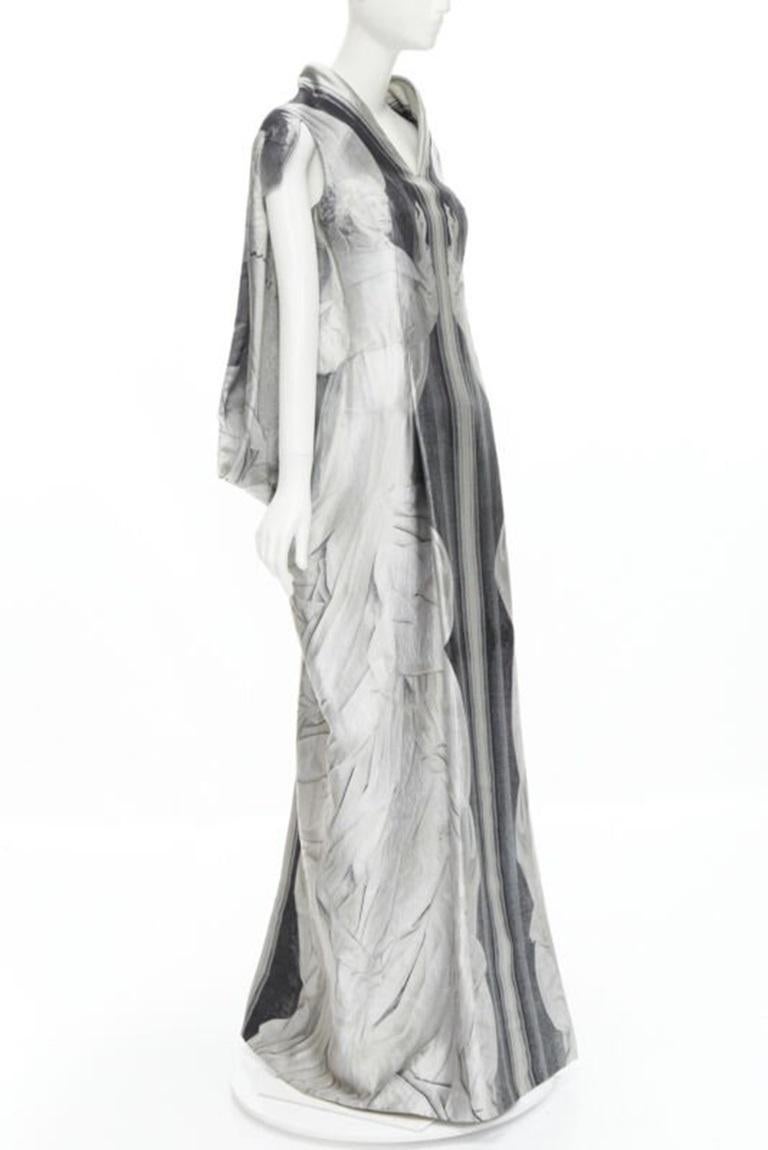 Gray ALEXANDER MCQUEEN 2010 Angels Demons Runway jacquard draped gown IT40 S