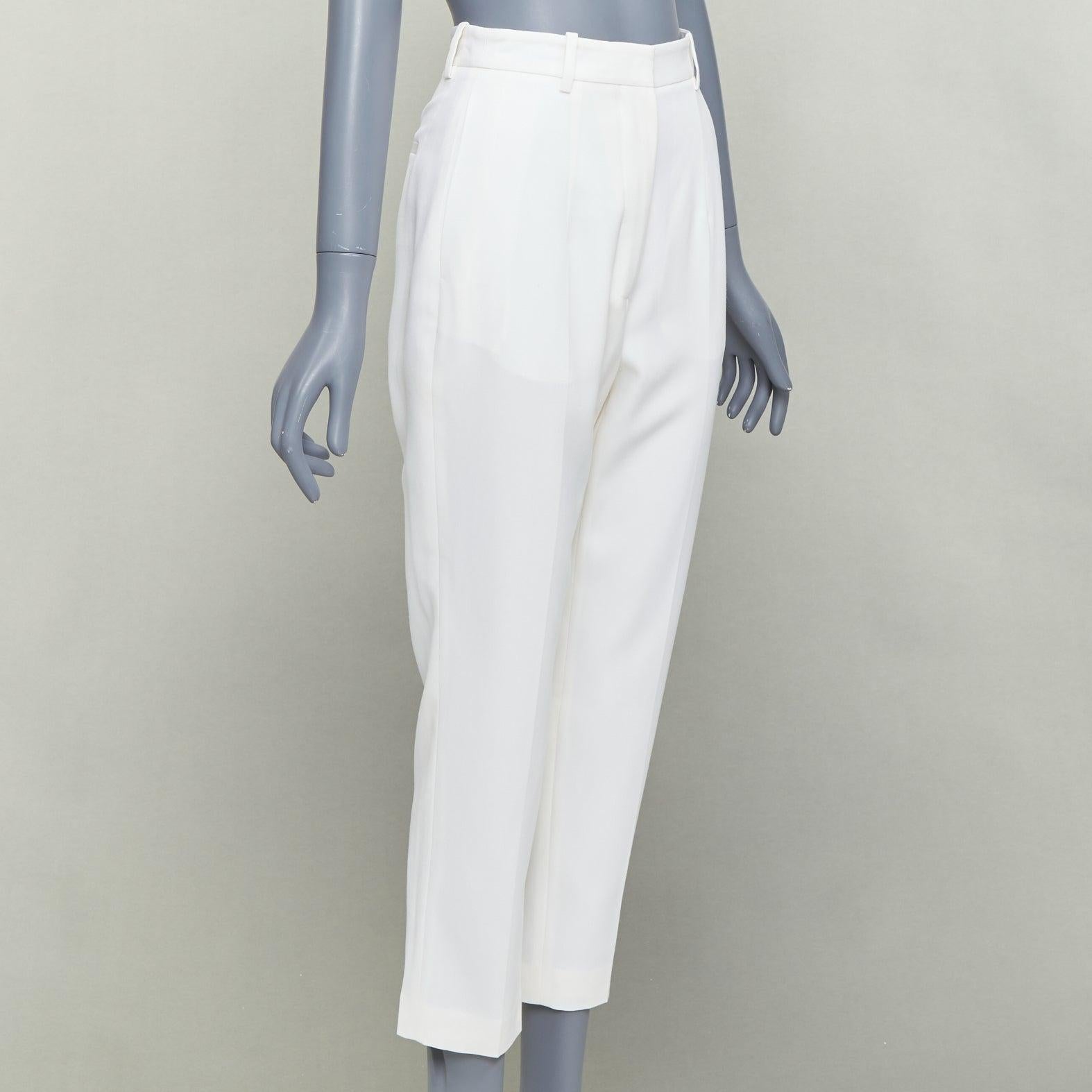 Gris ALEXANDER MCQUEEN 2020 cream virgin wool curved side seam pants IT38 XS en vente