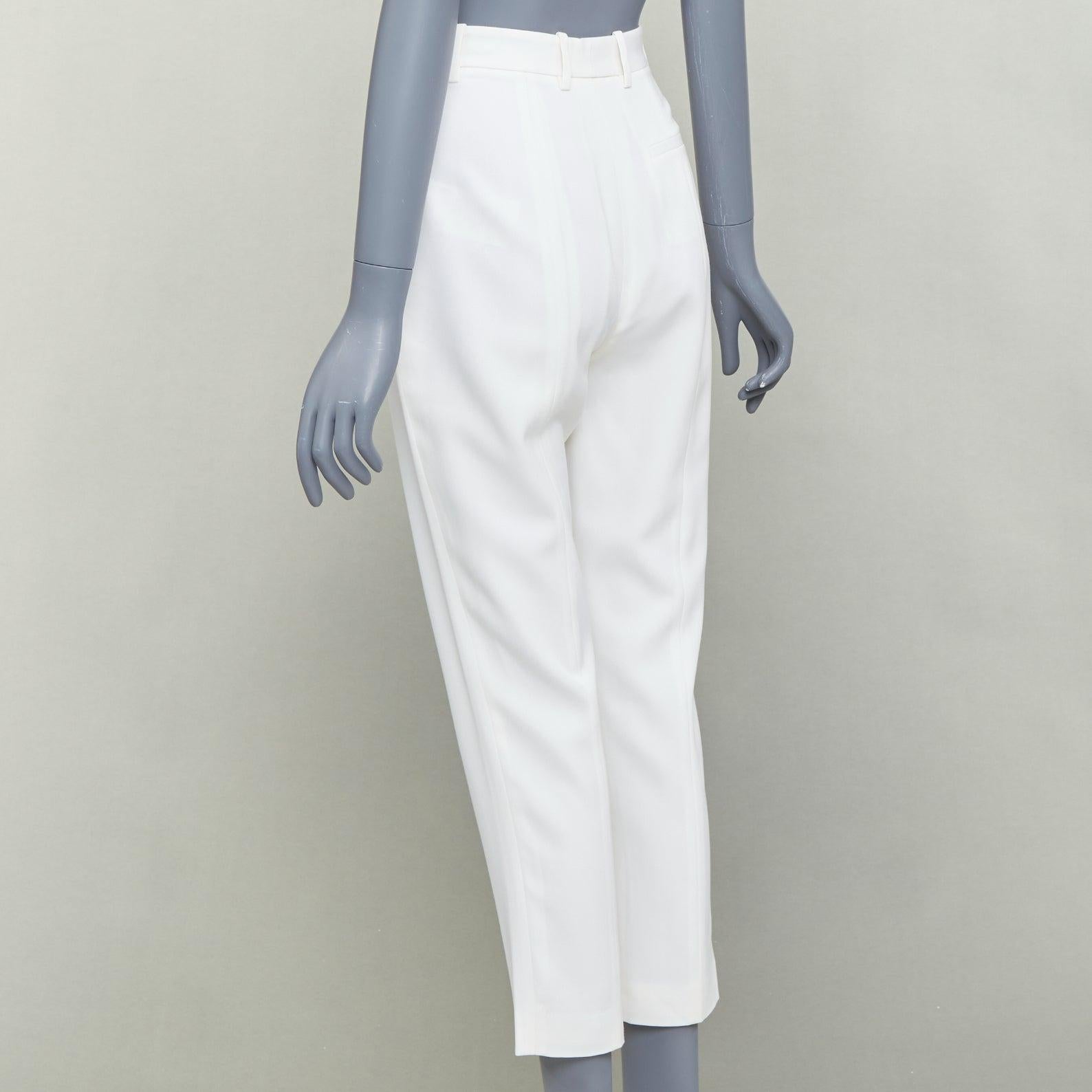 ALEXANDER MCQUEEN 2020 cream virgin wool curved side seam pants IT38 XS en vente 1