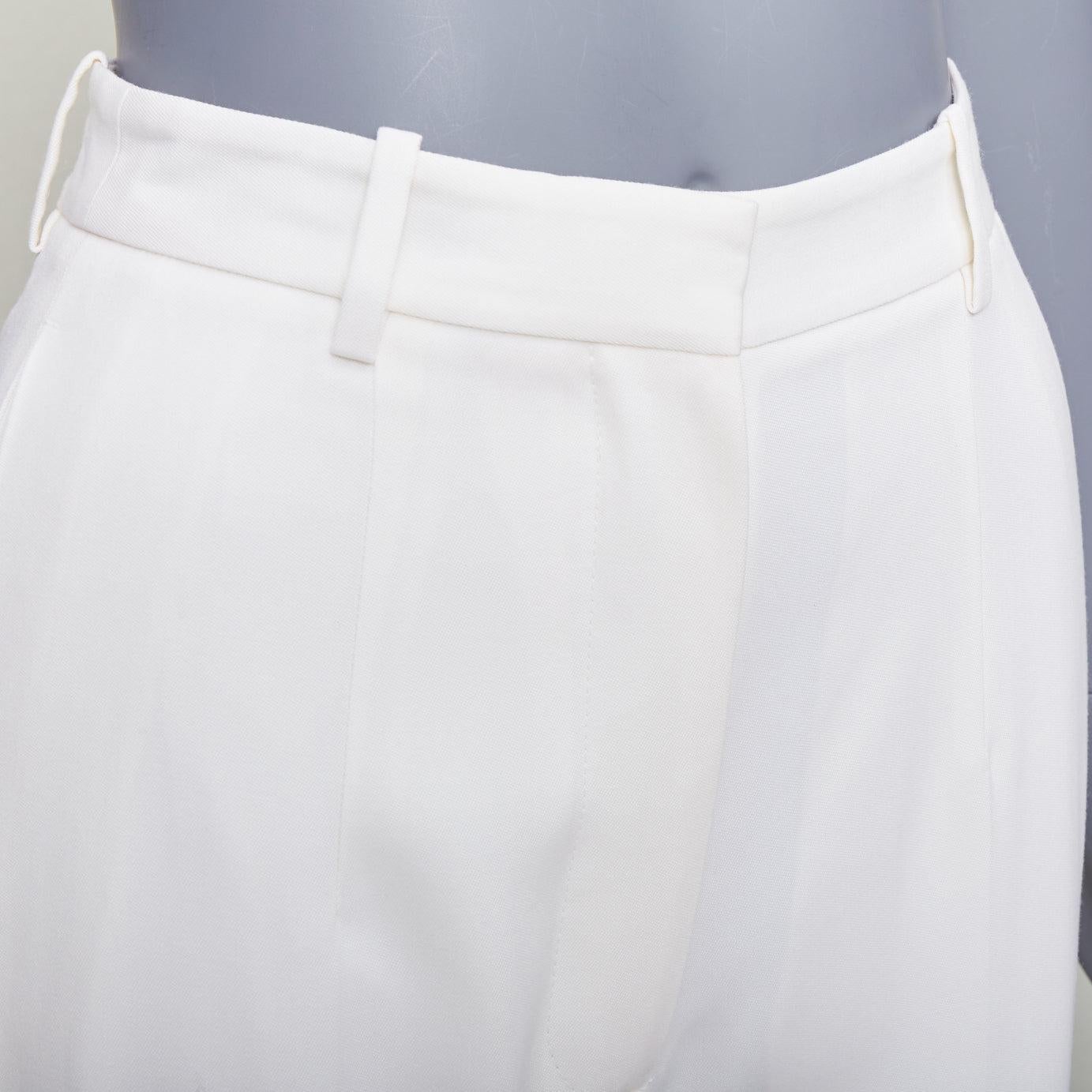 ALEXANDER MCQUEEN 2020 cream virgin wool curved side seam pants IT38 XS en vente 2