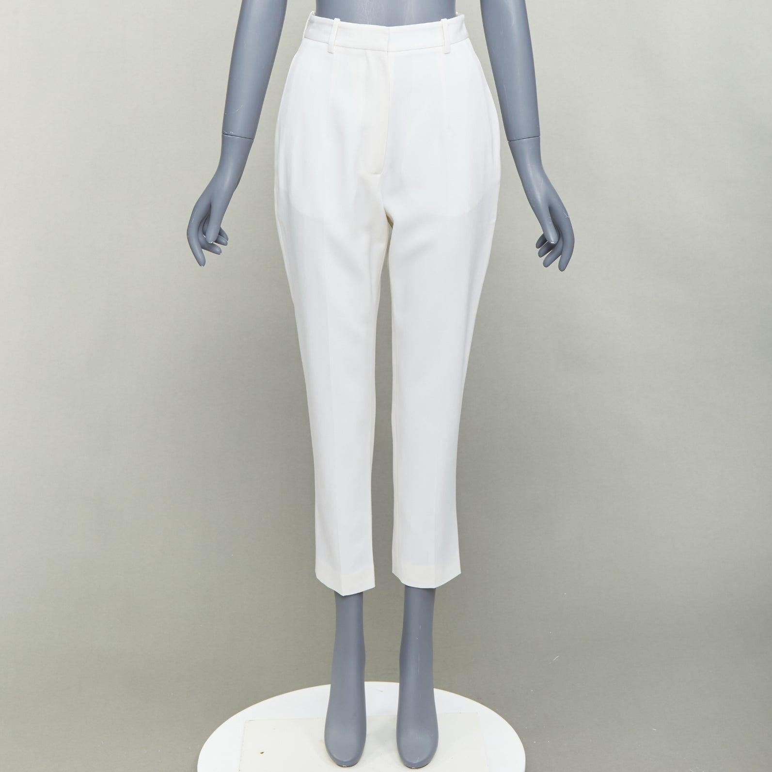 ALEXANDER MCQUEEN 2020 cream virgin wool curved side seam pants IT38 XS en vente 4