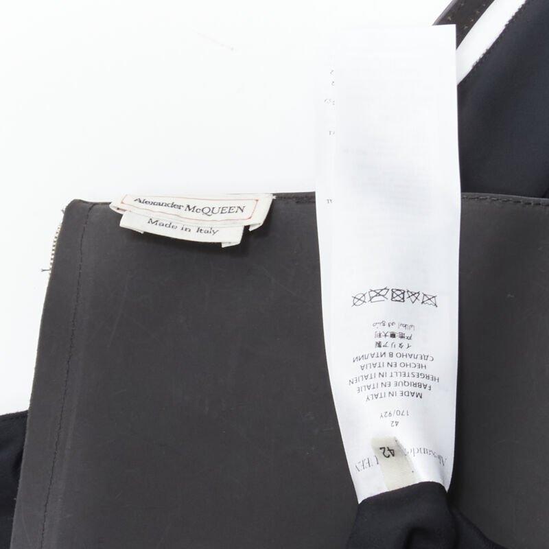 ALEXANDER MCQUEEN 2020 Runway buste en cuir noir robe à carreaux drapés marine IT42 M 6
