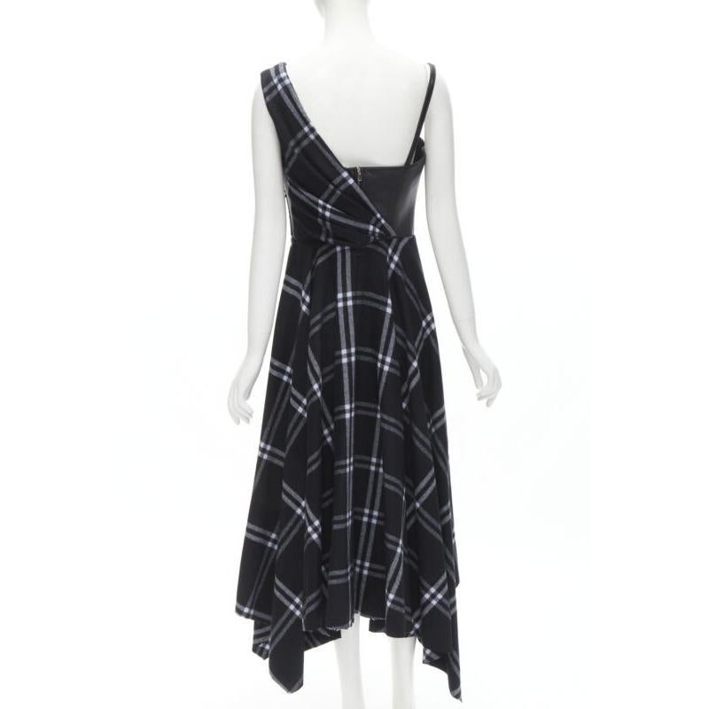  ALEXANDER MCQUEEN 2020 Runway buste en cuir noir robe à carreaux drapés marine IT42 M Pour femmes 