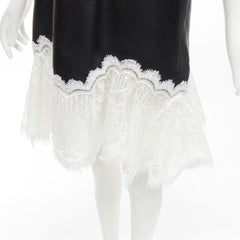 ALEXANDER MCQUEEN 2020 Runway black leather bustier white lace dress IT38 S