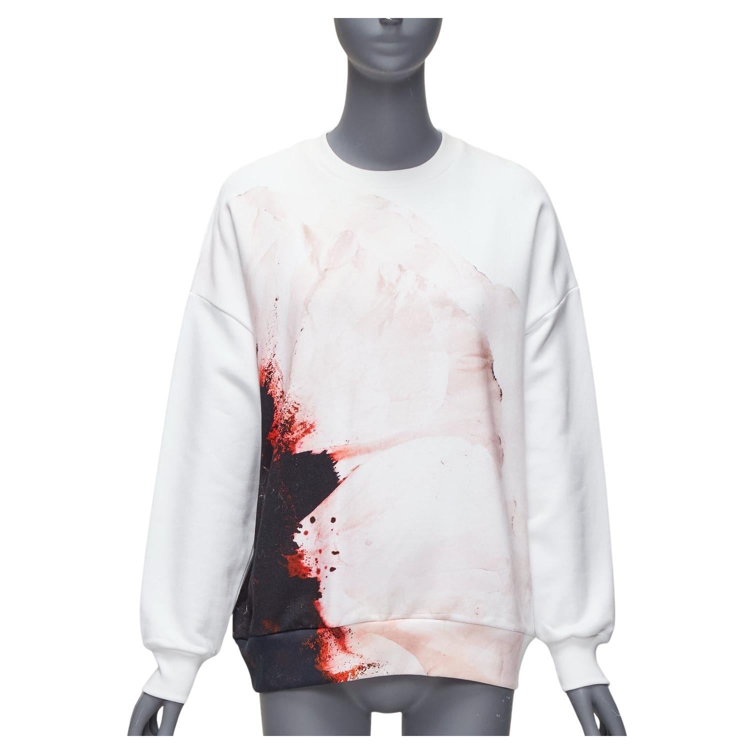 ALEXANDER MCQUEEN 2021 Anemone Pullover aus Baumwolle mit Blumendruck und Besatz IT36 XXS