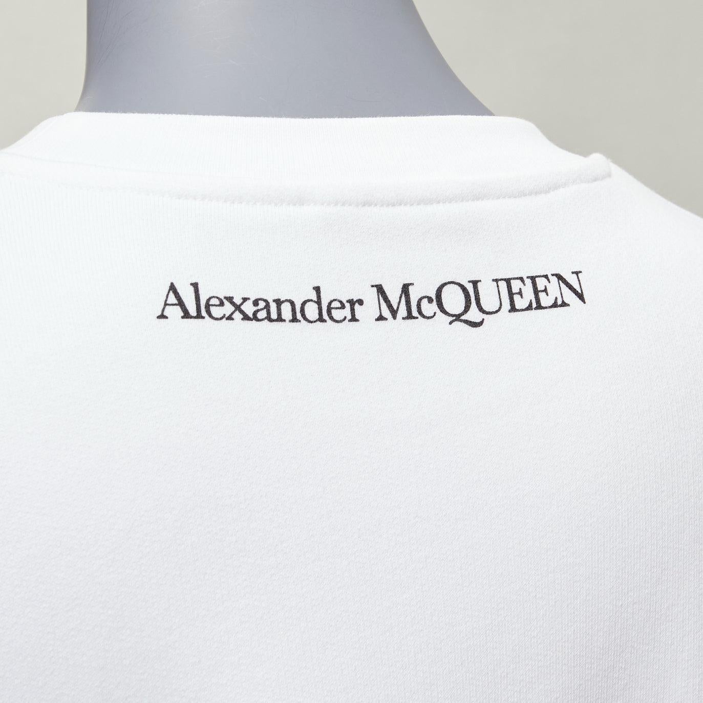 ALEXANDER MCQUEEN 2021 Anemone white red floral cotton crew sweatshirt IT36 XXS In Good Condition For Sale In Hong Kong, NT