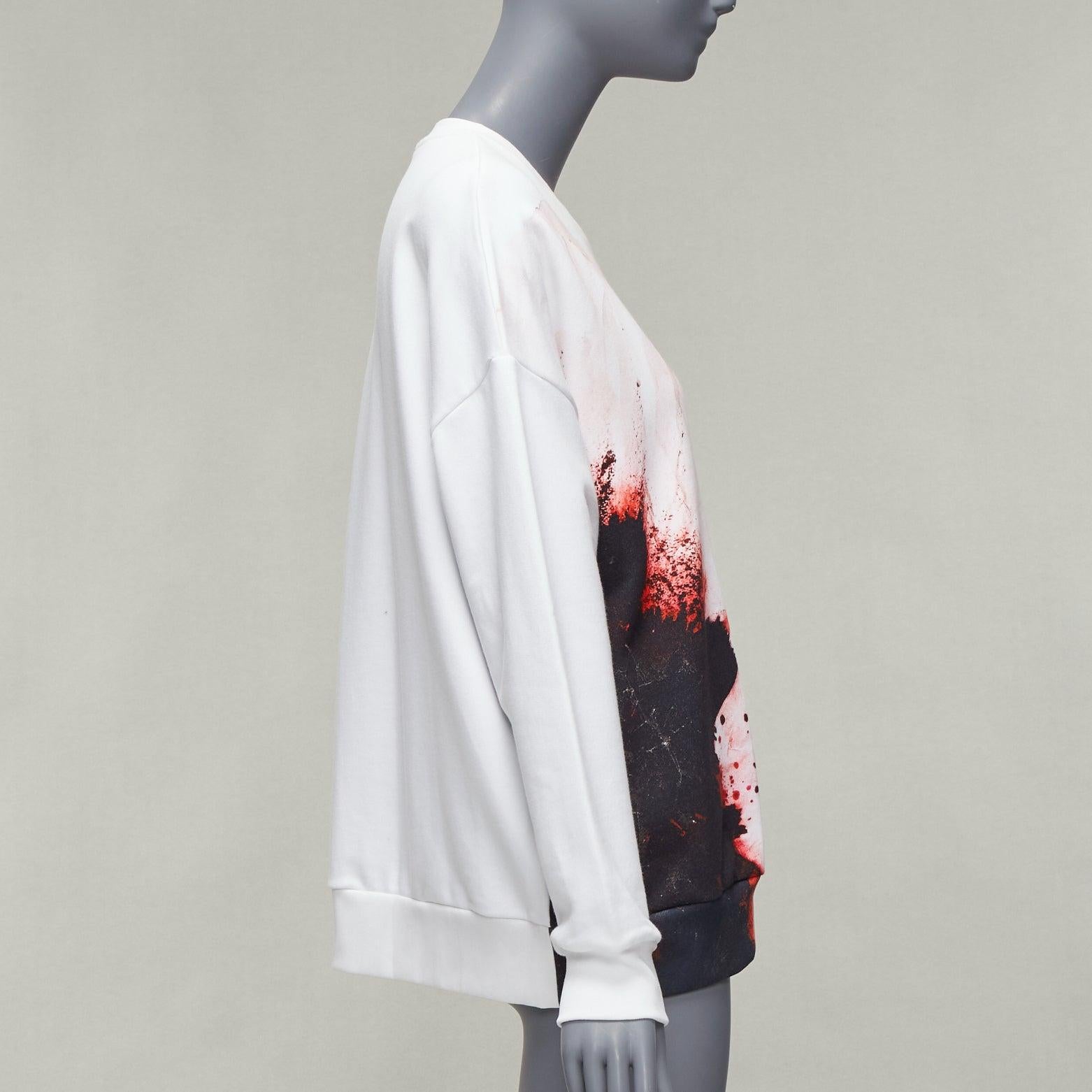 Women's ALEXANDER MCQUEEN 2021 Anemone white red floral cotton crew sweatshirt IT36 XXS For Sale