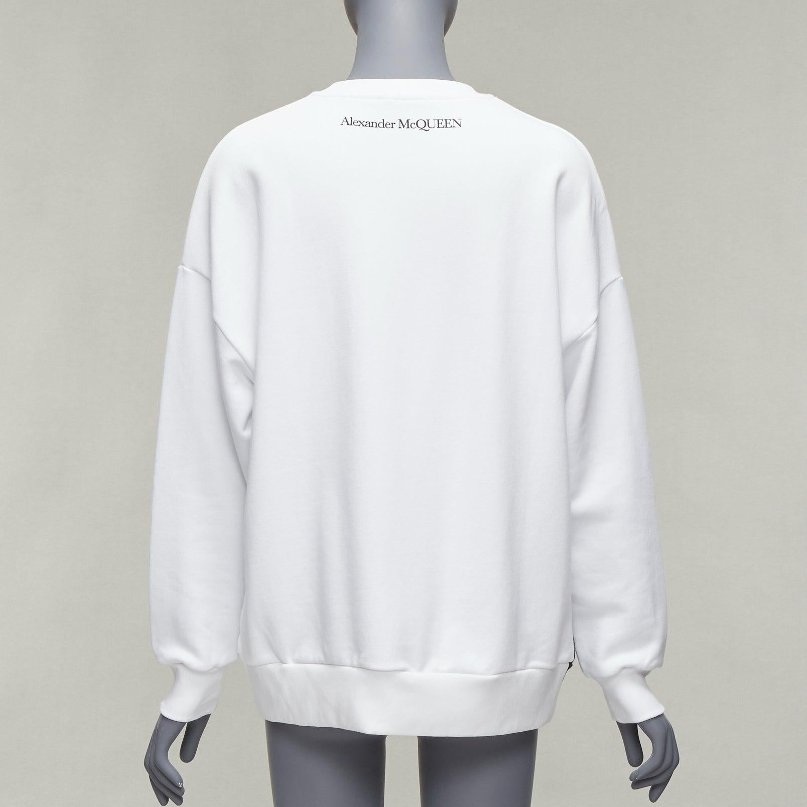 ALEXANDER MCQUEEN 2021 Anemone white red floral cotton crew sweatshirt IT36 XXS For Sale 1