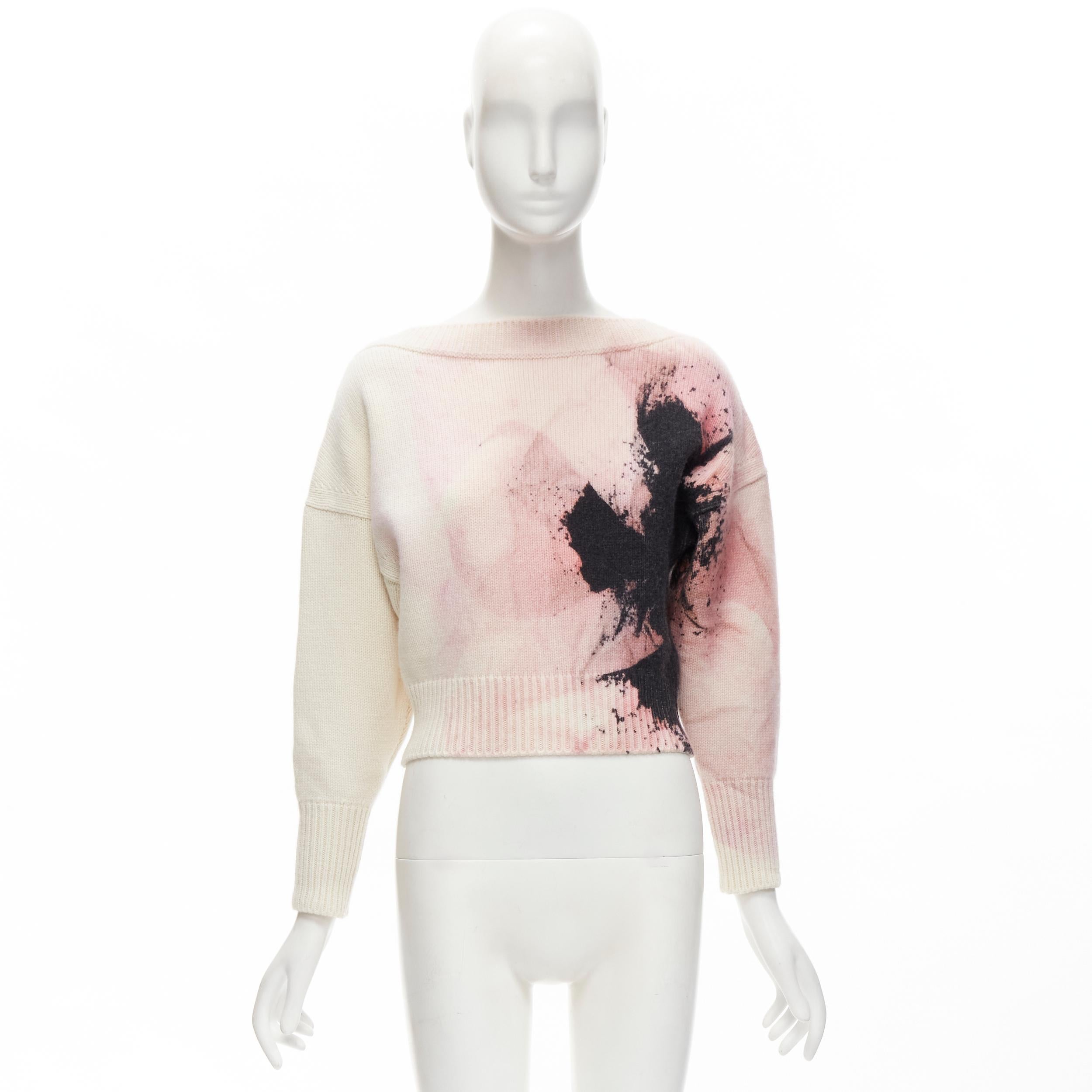 ALEXANDER MCQUEEN 2021 Anemone wool cashmere floral print cropped sweater XXS For Sale 4