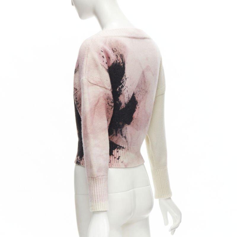 ALEXANDER MCQUEEN 2021 Anémone laine cachemire imprimé floral pull cropped XXS en vente 1