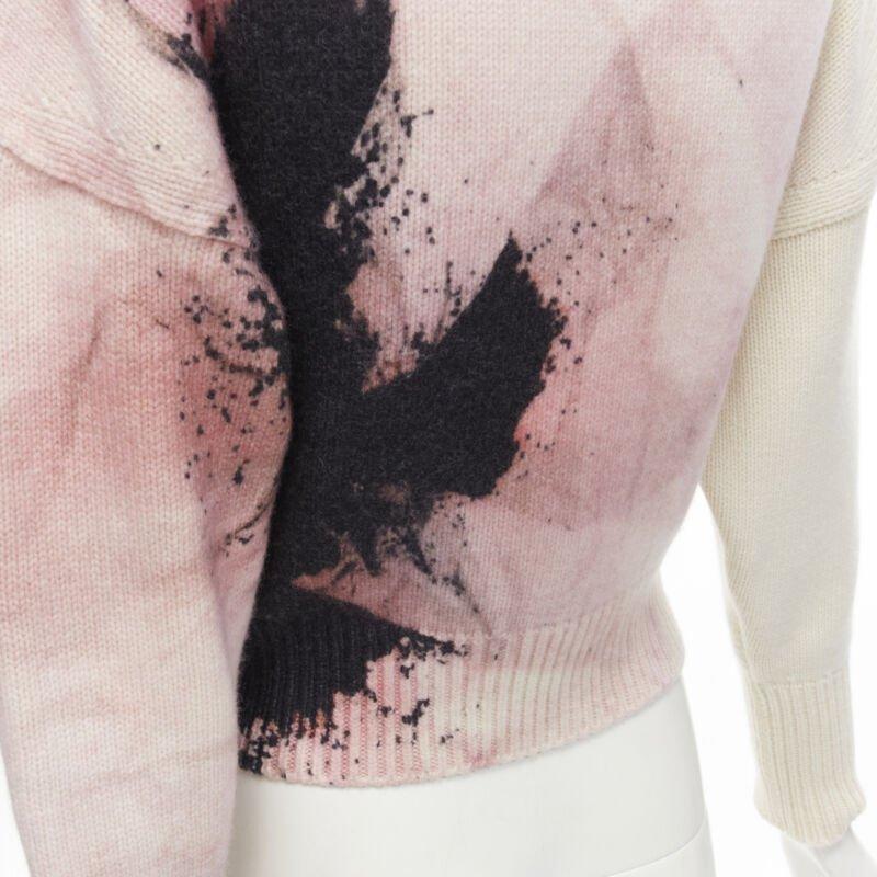ALEXANDER MCQUEEN 2021 Anémone laine cachemire imprimé floral pull cropped XXS en vente 3