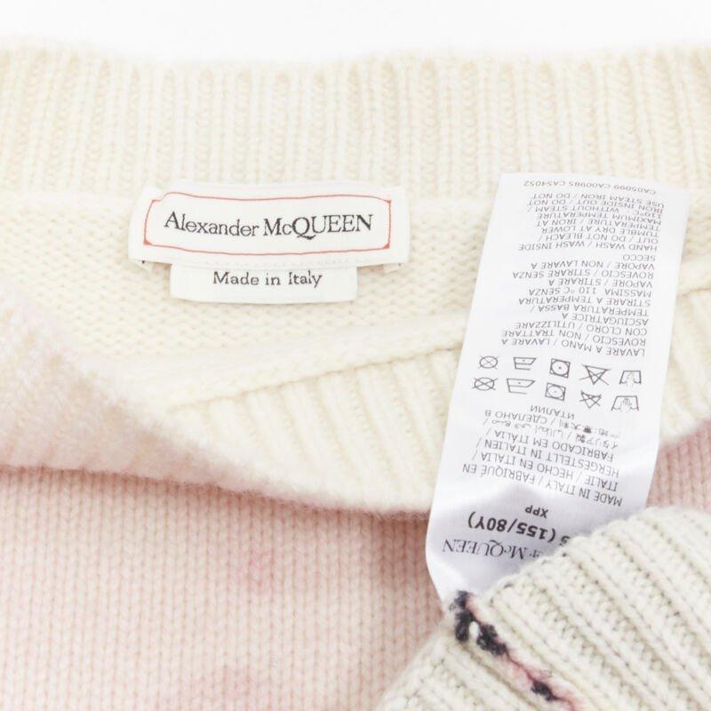 ALEXANDER MCQUEEN 2021 Anémone laine cachemire imprimé floral pull cropped XXS en vente 4